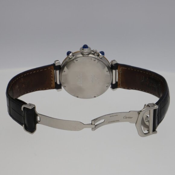 WATCH CARTIER W3101155 Pasha Chrono Silver YG/SS/leather QZ - Picture 6 of 7